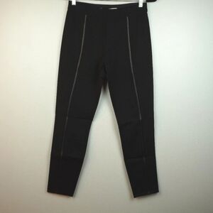 Max Studio Black with Leather‎ Trim Tapered Leg Pants Size Medium